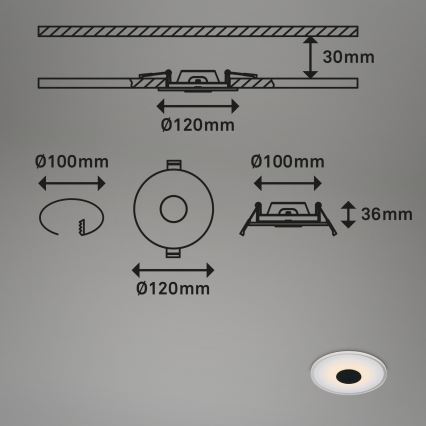 Briloner - SET 3x Lampada LED da incasso per bagni LED/6W/230V IP44 nero