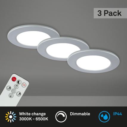 Briloner - SET 3x Luce da incasso LED da bagno dimmerabile LED/4,8W/230V 3000-6500K IP44 + telecomando