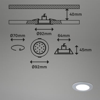 Briloner - SET 3x Luce da incasso LED da bagno dimmerabile LED/4,8W/230V 3000-6500K IP44 + telecomando