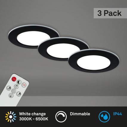 Briloner - SET 3x Luce da incasso LED da bagno dimmerabile LED/4,8W/230V 3000-6500K IP44 + telecomando