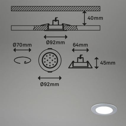 Briloner - SET 3x LED RGBW Lampada da incasso dimmerabile per bagni LED/4,8W/230V 3000-6500K IP65 + telecomando