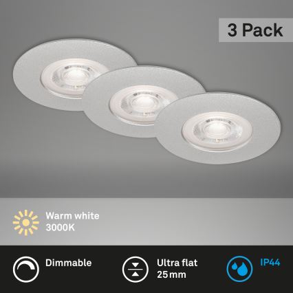 Briloner - SET 3x Lampada LED dimmerabile da bagno LED/4,9W/230V IP44