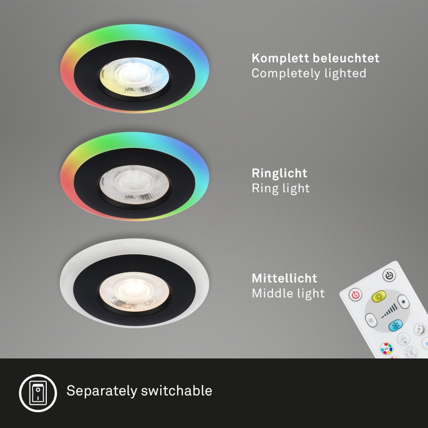 Briloner - SET 3x LED RGBW Lampada da incasso dimmerabile per bagni LED/5W/230V 3000-6500K IP44 + telecomando