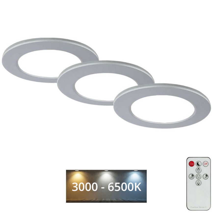 Briloner - SET 3x Luce da incasso LED da bagno dimmerabile LED/4,8W/230V 3000-6500K IP44 + telecomando