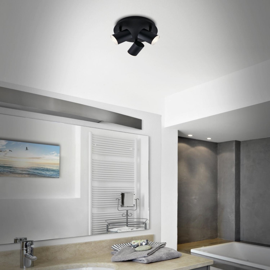 Briloner 10476229 - Luce Spot da bagno 3xGU10/5W/230V IP44 nero