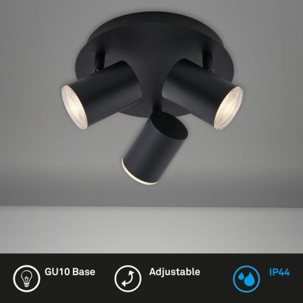 Briloner 10476229 - Luce Spot da bagno 3xGU10/5W/230V IP44 nero
