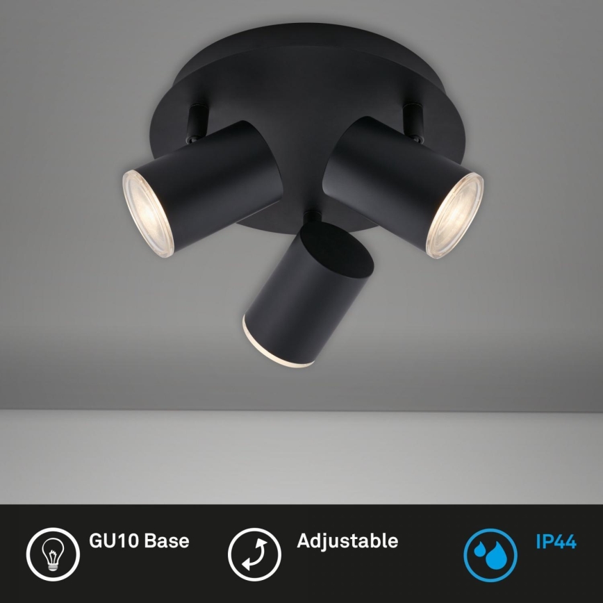 Briloner 10476229 - Luce Spot da bagno 3xGU10/5W/230V IP44 nero