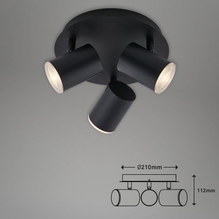 Briloner 10476229 - Luce Spot da bagno 3xGU10/5W/230V IP44 nero