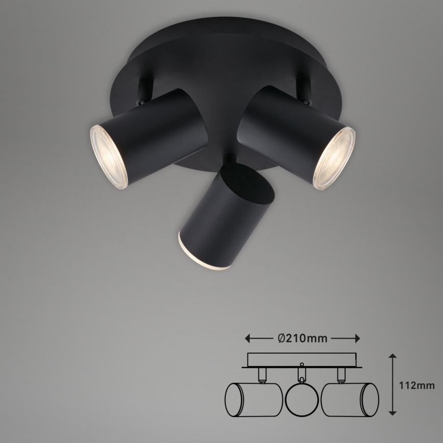 Briloner 10476229 - Luce Spot da bagno 3xGU10/5W/230V IP44 nero