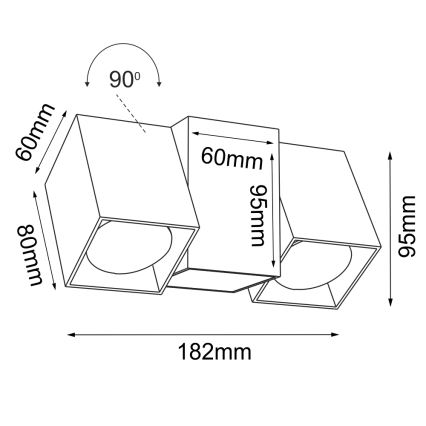Brosline - Faretto da parete 2xGU10/10W/230V nero