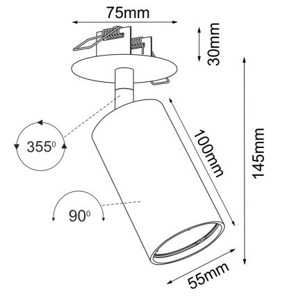 Brosline - Faretto da incasso per controsoffitto 1xGU10/10W/230V nero