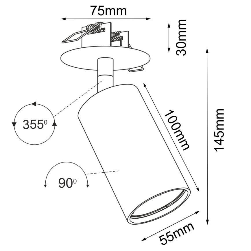 Brosline - Faretto da incasso per controsoffitto 1xGU10/10W/230V nero
