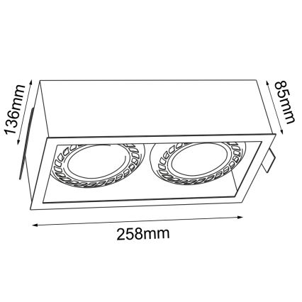 Brosline - Faretto da incasso 2xGU10/18W/230V nero