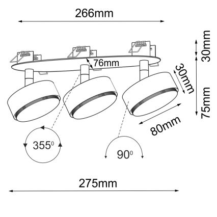 Brosline - Faretto da incasso per controsoffitto 3xGX53/9W/230V bianco