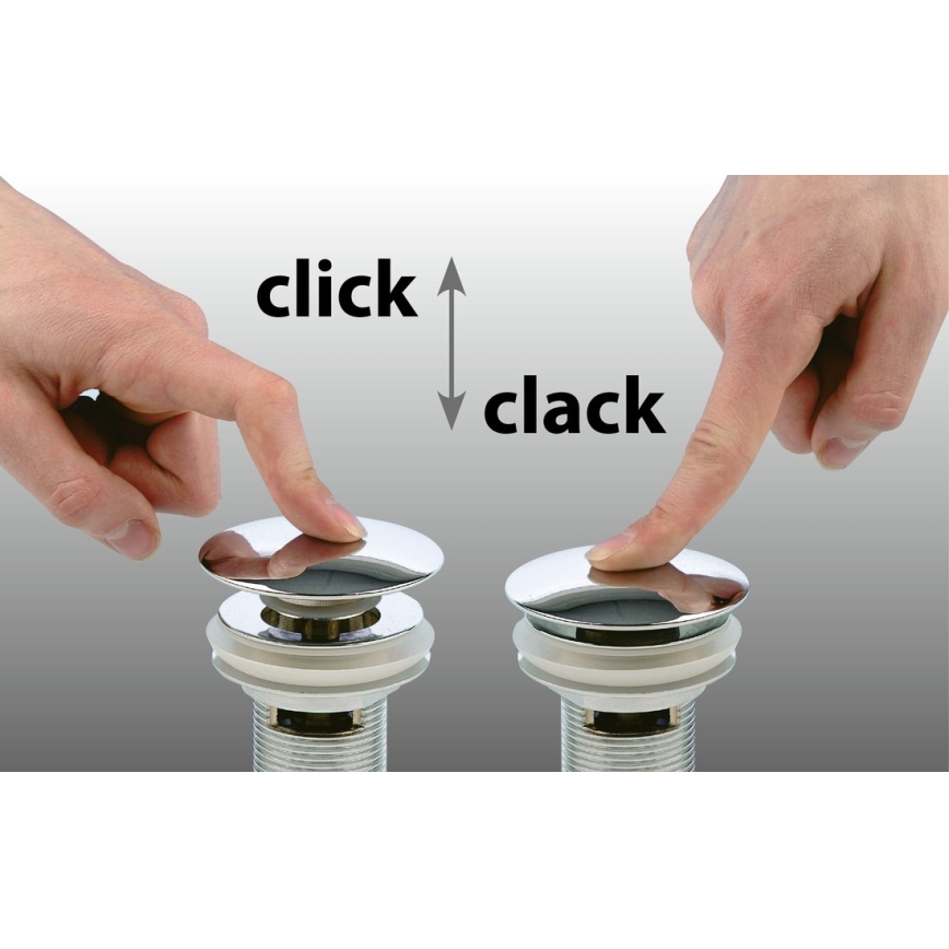 Bruckner - Scarico del lavabo senza trabocco CLICK-CLACK diametro 6,4 cm cromo lucido