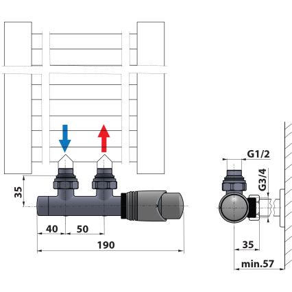 Bruckner - Set di connessione termostatica per collegamento centrale WICHER bianco