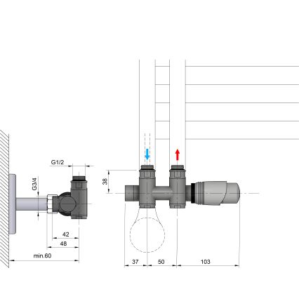 Bruckner - Set di connessione termostatica per collegamento centrale WICHER COMBI bianco