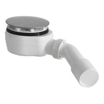 Bruckner - Sifone per piatto doccia basso DN40/50 bianco/lucido acciaio inossidabile
