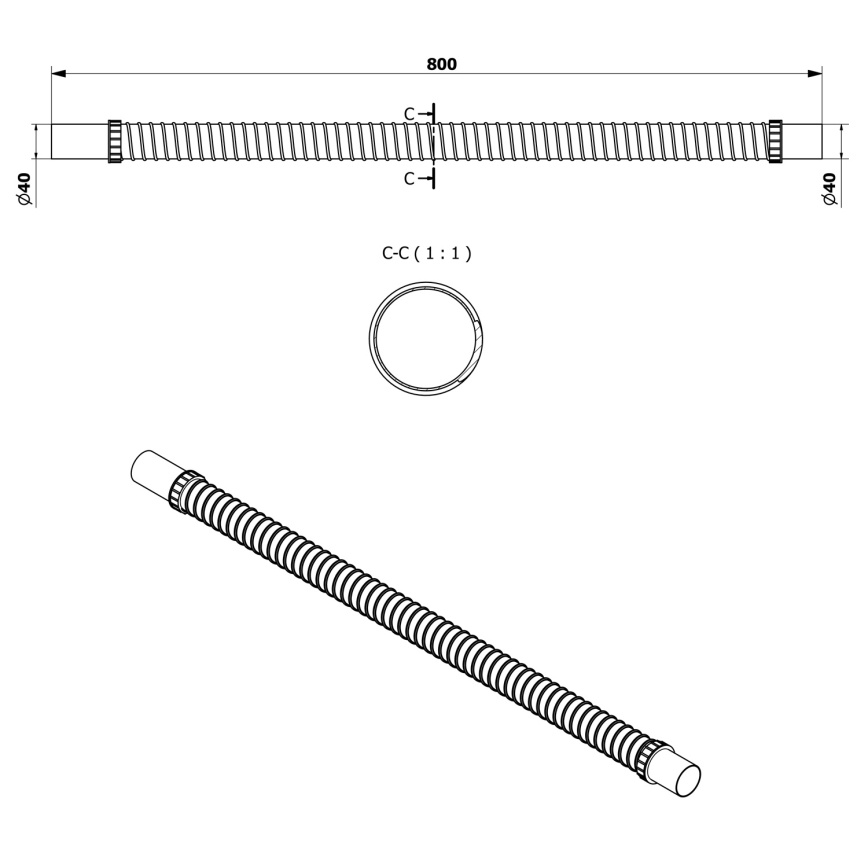 Bruckner - Tubo di collegamento flessibile 80 cm bianco