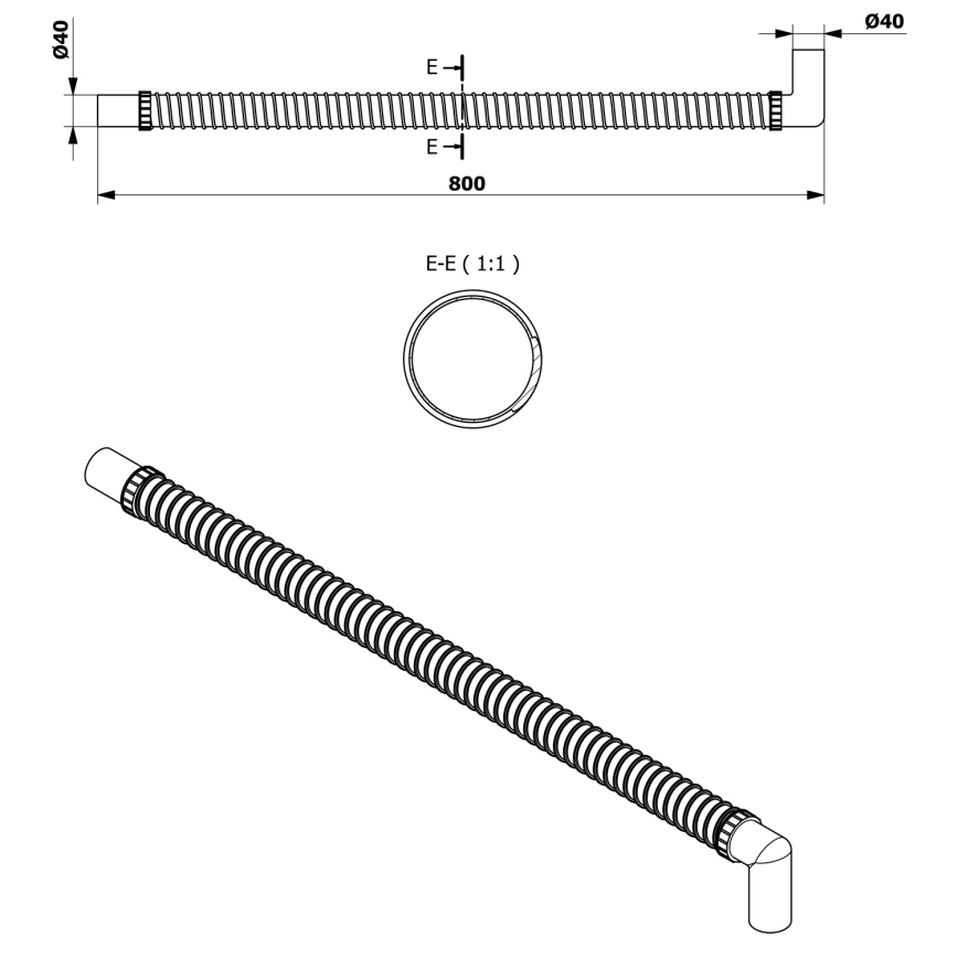 Bruckner - Tubo di collegamento flessibile elbow 80 cm bianco