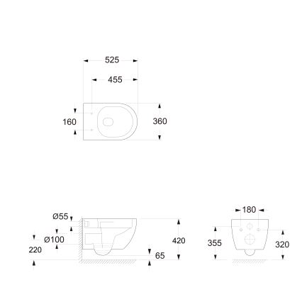Bruckner - WC a parete Vortex Rimless FULDA ceramiche/bianco