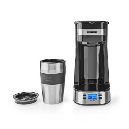 Butler - Macchina per caffè per una tazza 0,4 l con timer e tazza da viaggio 750W/230V acciaio inossidabile/nero
