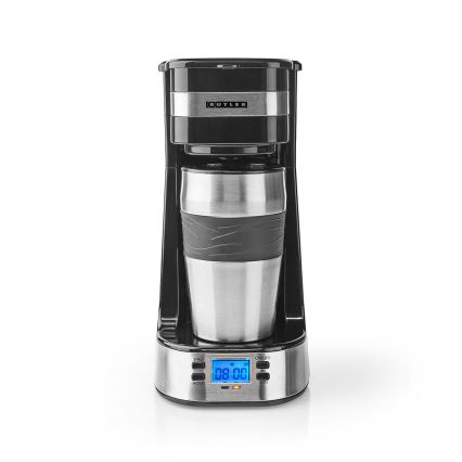 Butler - Macchina per caffè per una tazza 0,4 l con timer e tazza da viaggio 750W/230V acciaio inossidabile/nero