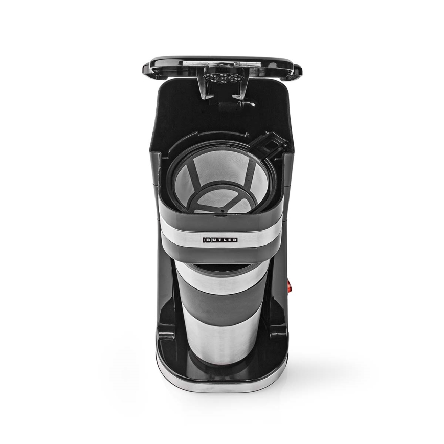 Butler - Macchina da caffè per una tazza 0,4 l con tazza da viaggio 750W/230V acciaio inox/nero