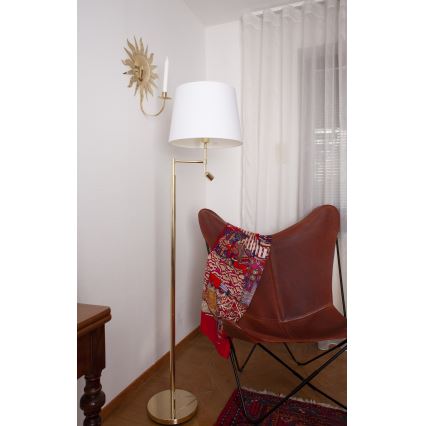 ByRydens - Lampada LED da terra ORLANDO 1xE27/5W/230V + LED/3W bianco/oro diametro 36 cm