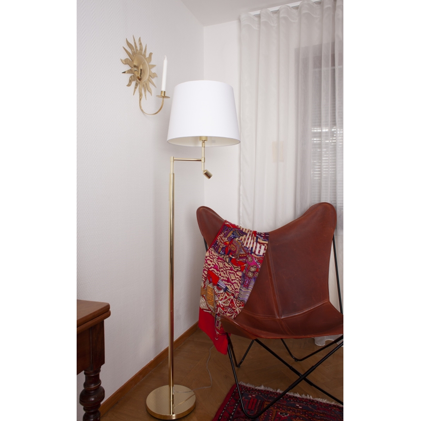 ByRydens - Lampada LED da terra ORLANDO 1xE27/5W/230V + LED/3W bianco/oro diametro 36 cm