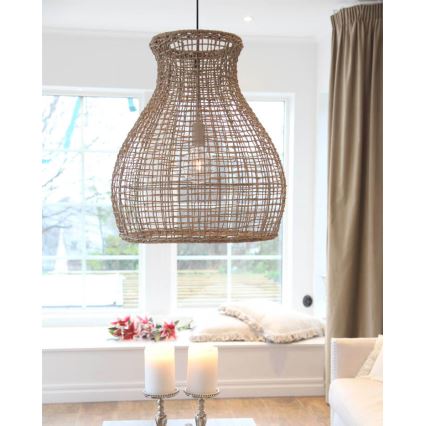 ByRydens - Lampadario a sospensione con filo SEAGRASS 1xE27/8W/230V beige diametro 49 cm