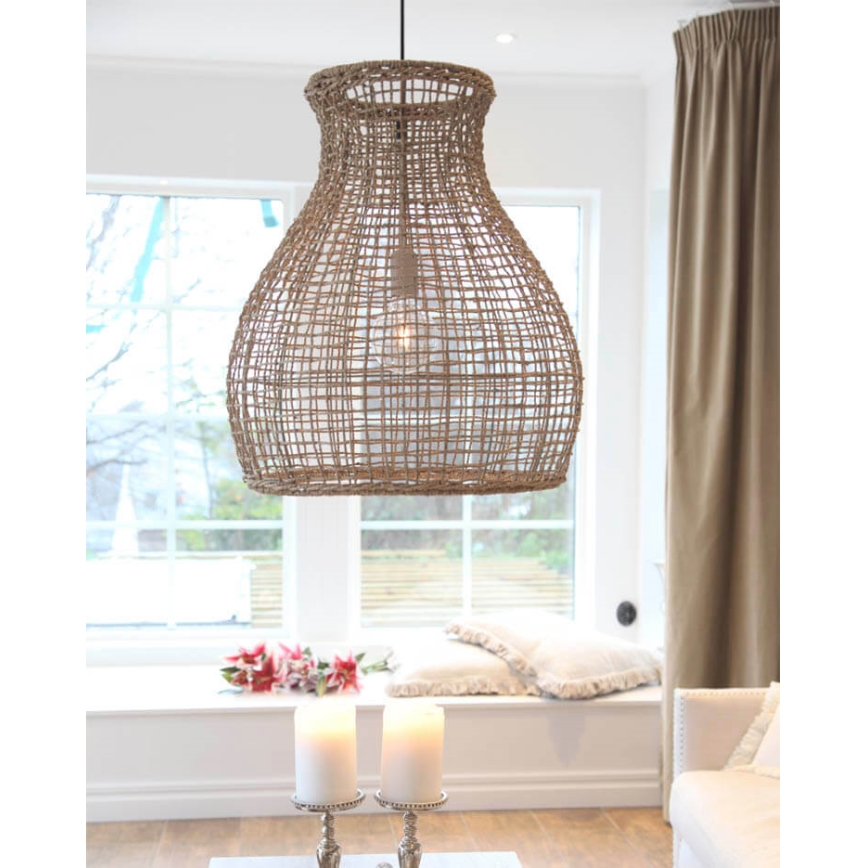 ByRydens - Lampadario a sospensione con filo SEAGRASS 1xE27/8W/230V beige diametro 49 cm