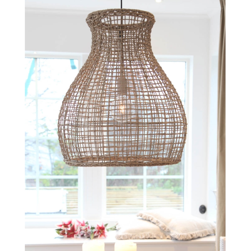 ByRydens - Lampadario a sospensione con filo SEAGRASS 1xE27/8W/230V beige diametro 49 cm