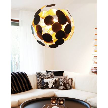 ByRydens - Lampadario a sospensione con filo PLANET 4xE14/5W/230V nero/oro diametro 50 cm