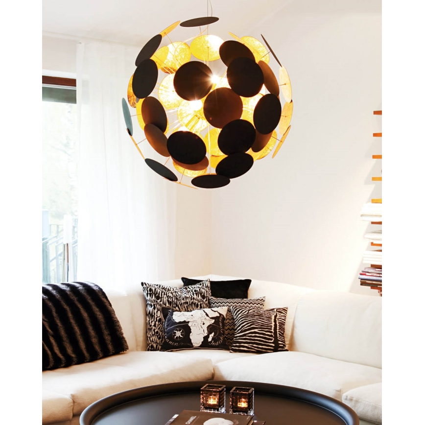 ByRydens - Lampadario a sospensione con filo PLANET 4xE14/5W/230V nero/oro diametro 50 cm