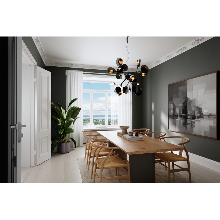 ByRydens - Lampadario a sospensione con filo TURNO 18xG9/4W/230V oro/nero diametro 80 cm