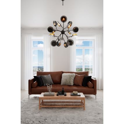 ByRydens - Lampadario a sospensione con filo TURNO 18xG9/4W/230V oro/nero diametro 80 cm