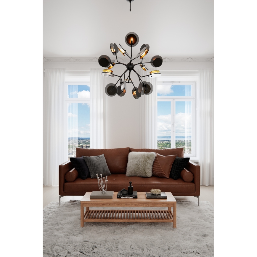 ByRydens - Lampadario a sospensione con filo TURNO 18xG9/4W/230V oro/nero diametro 80 cm
