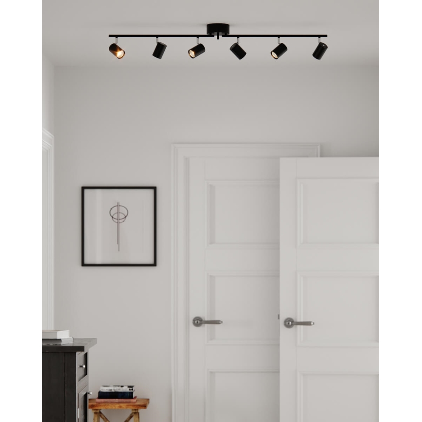ByRydens - Faretto CORRECT 6xGU10/7W/230V nero diametro 30 cm