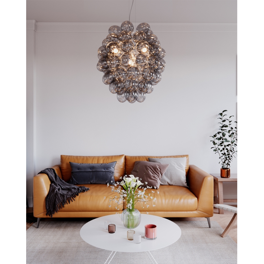 ByRydens - Lampadario sospeso su cavo DELUXE 4xE14/5W/230V grigio/fumé