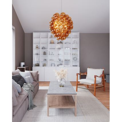 ByRydens - Lampadario a sospensione con filo DELUXE 4xE14/5W/230V fumé/marrone diametro 64 cm