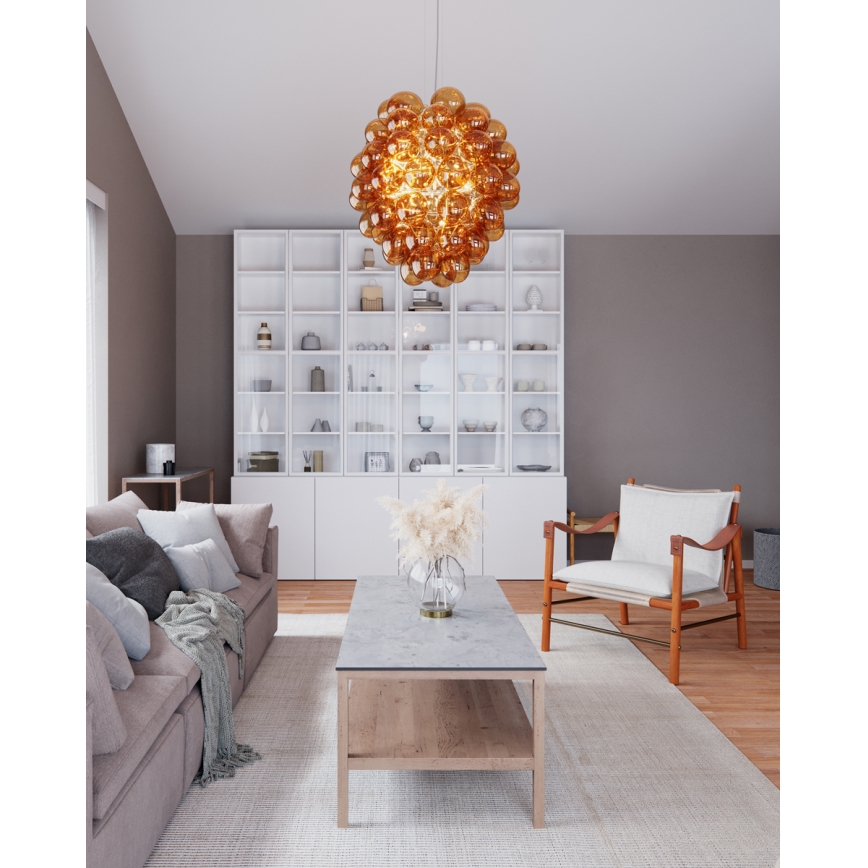 ByRydens - Lampadario a sospensione con filo DELUXE 4xE14/5W/230V fumé/marrone diametro 64 cm