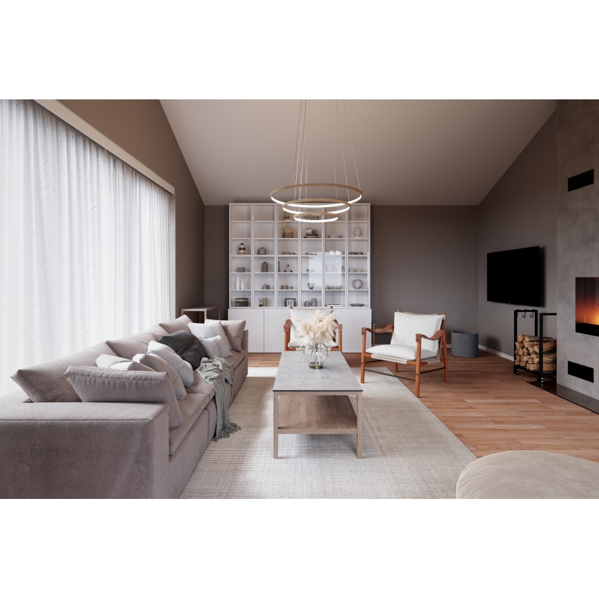 ByRydens - Lampadario LED a sospensione con filo TRIONE LED/45W/230V marrone diametro 80 cm