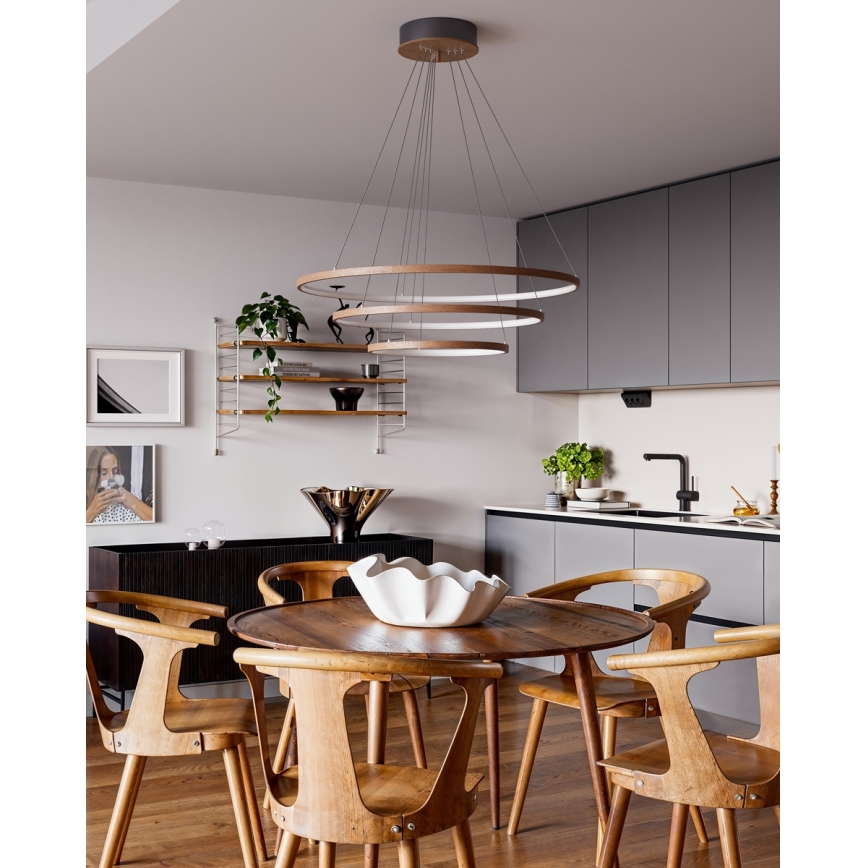 ByRydens - Lampadario LED a cavo TRIONE LED/45W/230V marrone Ø 80 cm