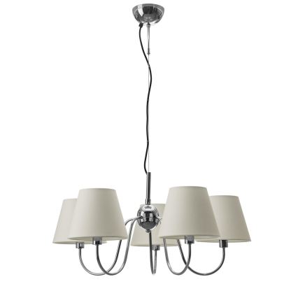 ByRydens - Lampadario sospeso su cavo LYNF 5xE14/8W/230V cromo lucido/bianco