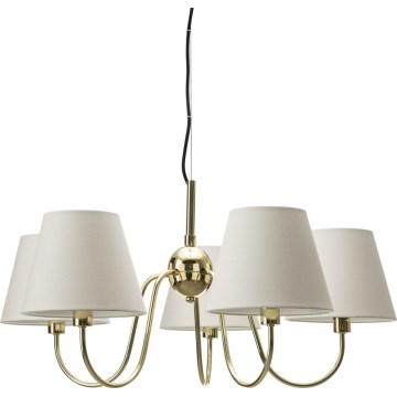 ByRydens - Lampadario a sospensione con cavo LYNF 5xE14/8W/230V ottone/bianco