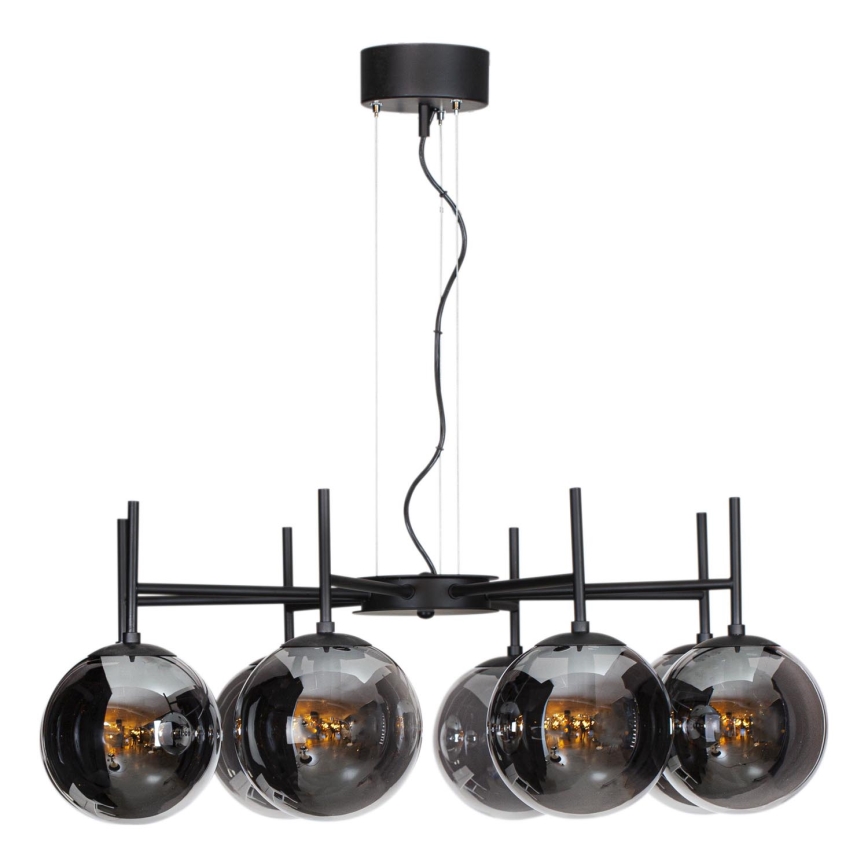 ByRydens - Lampadario a sospensione con filo BOYLE 8xE27/5W/230V fumé/nero diametro 83 cm