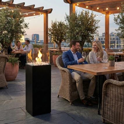 Camino a bioetanolo ALICANTE 26,5x80,5 cm 2kW nero + copertura protettiva