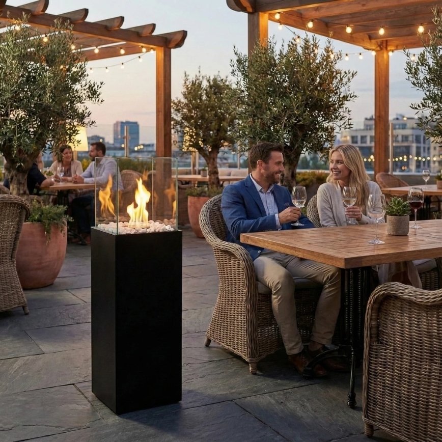 Camino a bioetanolo ALICANTE 26,5x80,5 cm 2kW nero + copertura protettiva