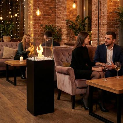 Camino a bioetanolo ALICANTE 26,5x80,5 cm 2kW nero + copertura protettiva